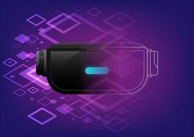 Virtual reality glasses technology on square shape pattern purple background. Vector illustration.