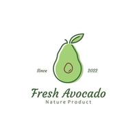 Natural Fresh Avocado Fruit Logo Template. Vector Illustration of Half Avocado Fruit with Leaves.
