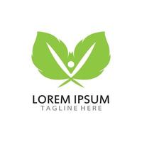 natural green leaf logo icon template vector