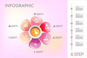 Infographic business flower, tree chart to present data, progress, direction, growth, idea, infographic that outlines the steps of the management process, lady business organizations to visualize vector