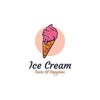 Ice Cream Illustration Logo Template with Simple Vector Concept.