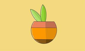 Vector illustration, cactus in pot isolated on orange background. plants in pots. design flats