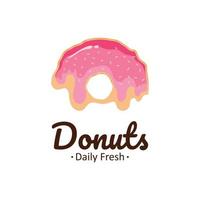Donut or Bitten Donut Logo Template with Little Candy. Donut Shop or Bakery Emblem. vector