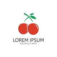 Cherry Fruit Logo Template. Vector Illustration Cherries Symbol.