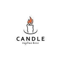 Burning Candle Vector Logo Template in Simple Flat Style.