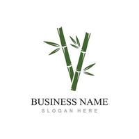 bamboo logo with green leaves vector illustration template