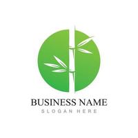 bamboo logo with green leaves vector illustration template