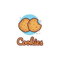 Cartoon Chocolate Cookies Logo Template. Vector Illustration.