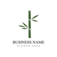 bamboo logo with green leaves vector illustration template