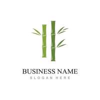 bamboo logo with green leaves vector illustration template