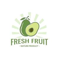 natural Fresco aguacate Fruta logo modelo. vector ilustración de medio aguacate Fruta con hojas.