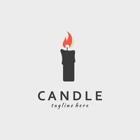 Burning Candle Vector Logo Template in Simple Flat Style.