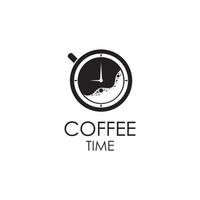 café hora vector ilustración logo modelo con plano concepto.