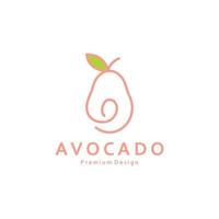 Natural Fresh Avocado Fruit Logo Template. Vector Illustration of Half Avocado Fruit with Leaves.