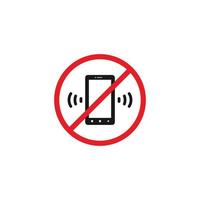 No Phone Logo Template. Cellphone Use Prohibition Icon. Vector Silent Mode.