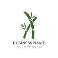 bamboo logo with green leaves vector illustration template