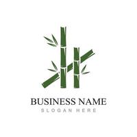 bamboo logo with green leaves vector illustration template