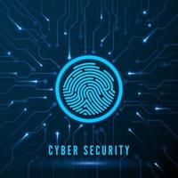 Cyber Security. Fingerprint Scanning Identification System. Finger Print on Circuit. Biometric Authorization and Security Concept. Vector illustration