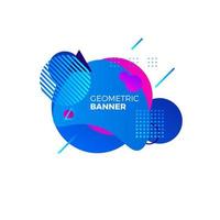 Creative geometric banner template. Colorful blue gradient shapes. Modern futuristic graphic elements for music album cover or other design. Vector illustration isolated on white background