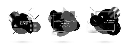 Creative geometric black and white banner template. Gradient shapes. Modert graphic elements. Vector illustration isolated on white background