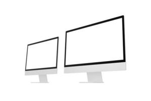 Two modern computer displays with isolated screen for app or web page promotions photo