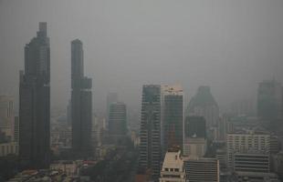 Silom,Bankok-Thailand-14Jan2019 Aeriel view air polluted high PM2.5 at central bangkok business area. 14Jan2019 photo