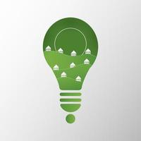 world environment day light bulb concept. environment sustainable with light bulb shape and landscape, garden in form save the planet and energy, vector. environmental for eco friendly banner. vector