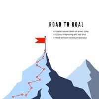 Success Route. Path to top of mountain. Business strategy path to success. Flat Vector illustration