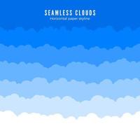 Horizontal seamless clouds. Skyline repeat texture. Blue Sky background. Paper clouds layers. Vector illustration