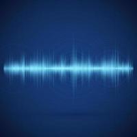 Equalizer on blue background. Music wave. Abstract digital audio track. Pulse of voice signal. Design of spectrum equaliser. Vector illustration