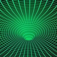 Abstract wireframe of wormhole. Space curvature - funnel. Vector illustration