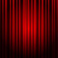 Closed red theater curtain. Background for banner or poster. Vector illustration