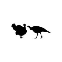 Pair of Turkey Silhouette for Art Illustration, Pictogram or Graphic Design Element. The Turkey is a large bird in the genus Meleagris. Vector Illustration