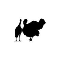 Pair of Turkey Silhouette for Art Illustration, Pictogram or Graphic Design Element. The Turkey is a large bird in the genus Meleagris. Vector Illustration