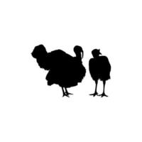 Pair of Turkey Silhouette for Art Illustration, Pictogram or Graphic Design Element. The Turkey is a large bird in the genus Meleagris. Vector Illustration