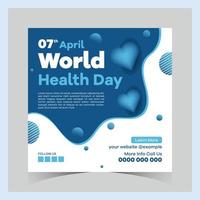 World health day posts concept, hospital health square social media poster, vector