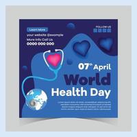 mundo salud día publicaciones concepto, hospital salud cuadrado social medios de comunicación póster, vector