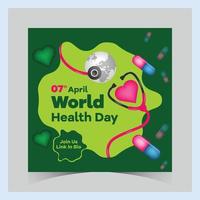 World health day posts concept, hospital health square social media poster, vector