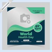 World health day posts concept, hospital health square social media poster, vector