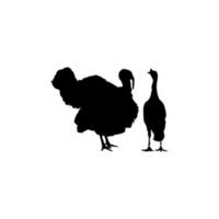 Pair of Turkey Silhouette for Art Illustration, Pictogram or Graphic Design Element. The Turkey is a large bird in the genus Meleagris. Vector Illustration