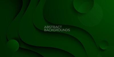 Futuristic And Simple Abstract Dark Background with Green Color Wavy Design. Eps10 Vector Template