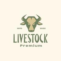 animal livestock cattle head cow horn beef meat colored vintage simple logo design vector