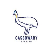 beauty bird giant cassowary line modern abstract color logo design vector