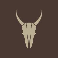 skull cranium brainpan head cow hipster vintage simple logo design vector