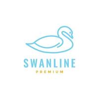 swan lake swimming lake water relax line modern logo design vector