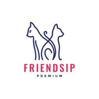 pets cat kitty kitten friend line art modern minimal logo design vector