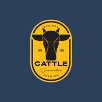 animal cattle livestock cows head milk beef geometric badge vintage logo design vector