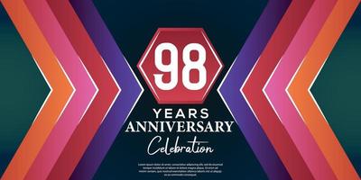 98 year anniversary celebration design with luxury abstract color style on luxury black backgroun vector