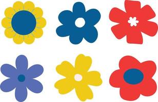 vector simple flower set yellow flower red flower blue flower