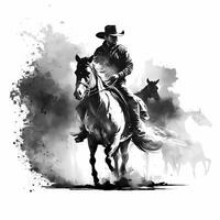 cowboy black and white photo